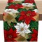 Christmas Poinsettia Table Runner, Xmas Winter Small Burlap Table Runners Seasonal Holiday Burlap Kitchen Dinning